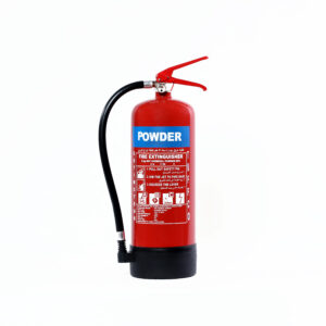 Extincteur à poudre ABC 6 kg rouge sur fond blanc