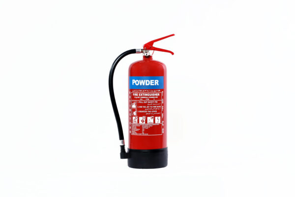Extincteur à poudre ABC 6 kg rouge sur fond blanc