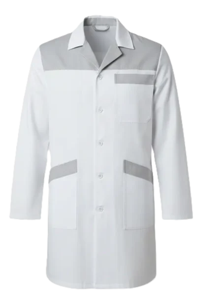 Blouse professionnelle bicolore blanche et grise unisexe