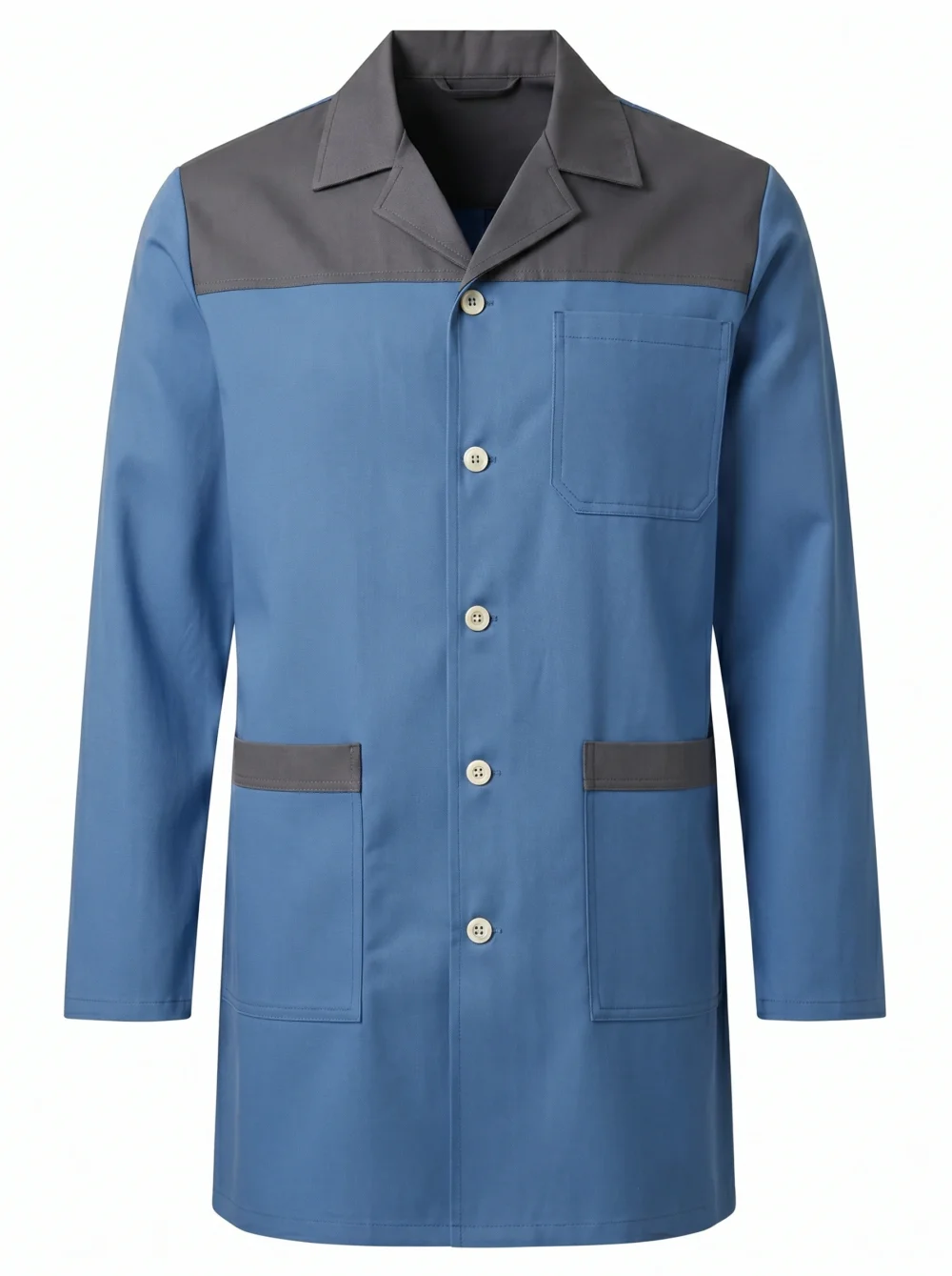 Blouse avec bande couleur avec poches – Sergé poly coton