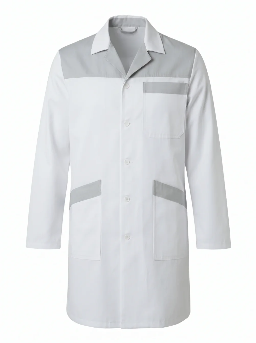 Blouse professionnelle bicolore blanche et grise unisexe