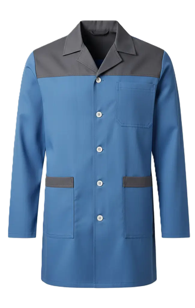 Blouse avec bande couleur avec poches – Sergé poly coton