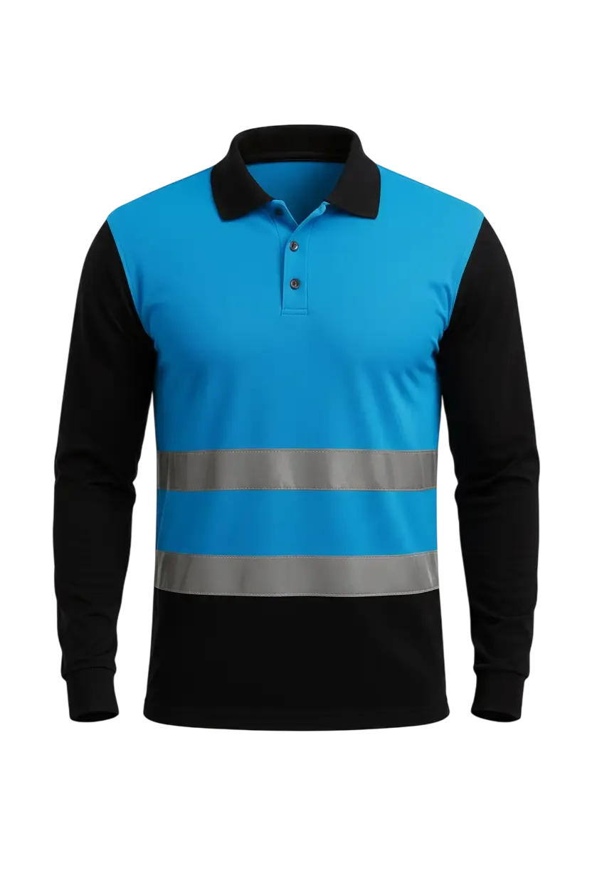 Polo de travail haute visibilité bicolore manches longues