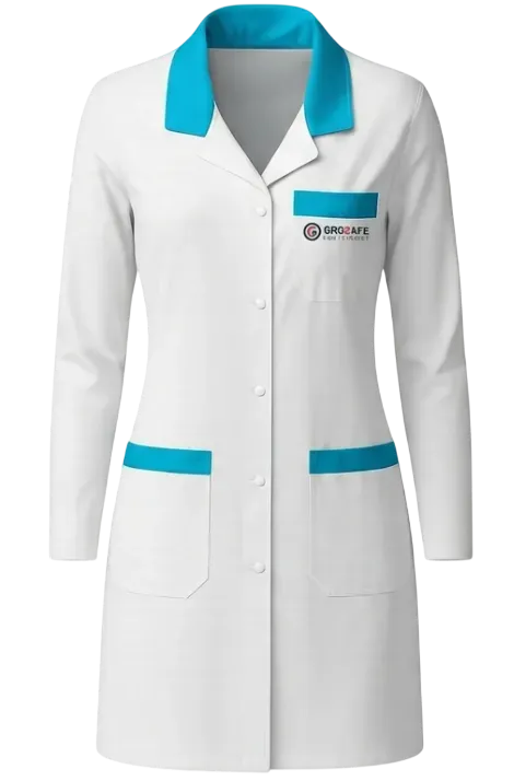 Blouse de Travail blanche et turquoise