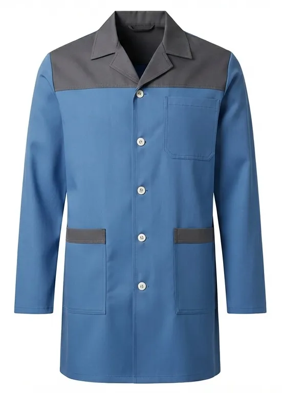 Blouse avec bande couleur avec poches – Sergé poly coton