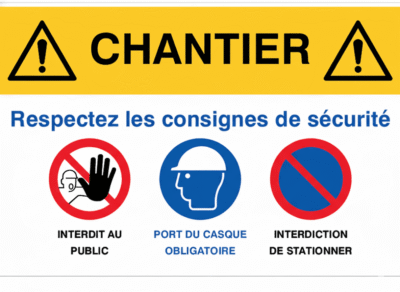 Panneau de Consignes de Sécurité Essentielles pour Chantier