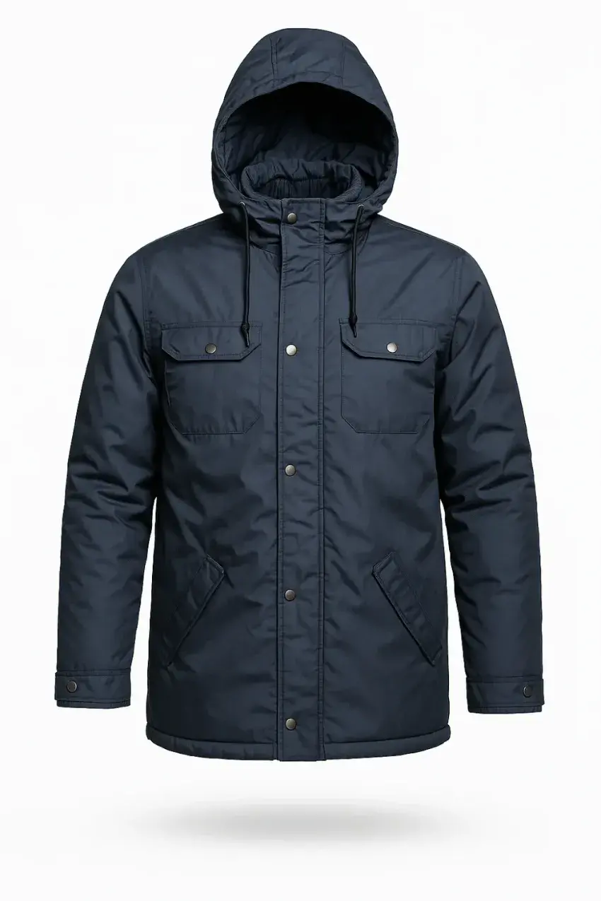Parka Imperméable avec Capuche et Poches Plaquées