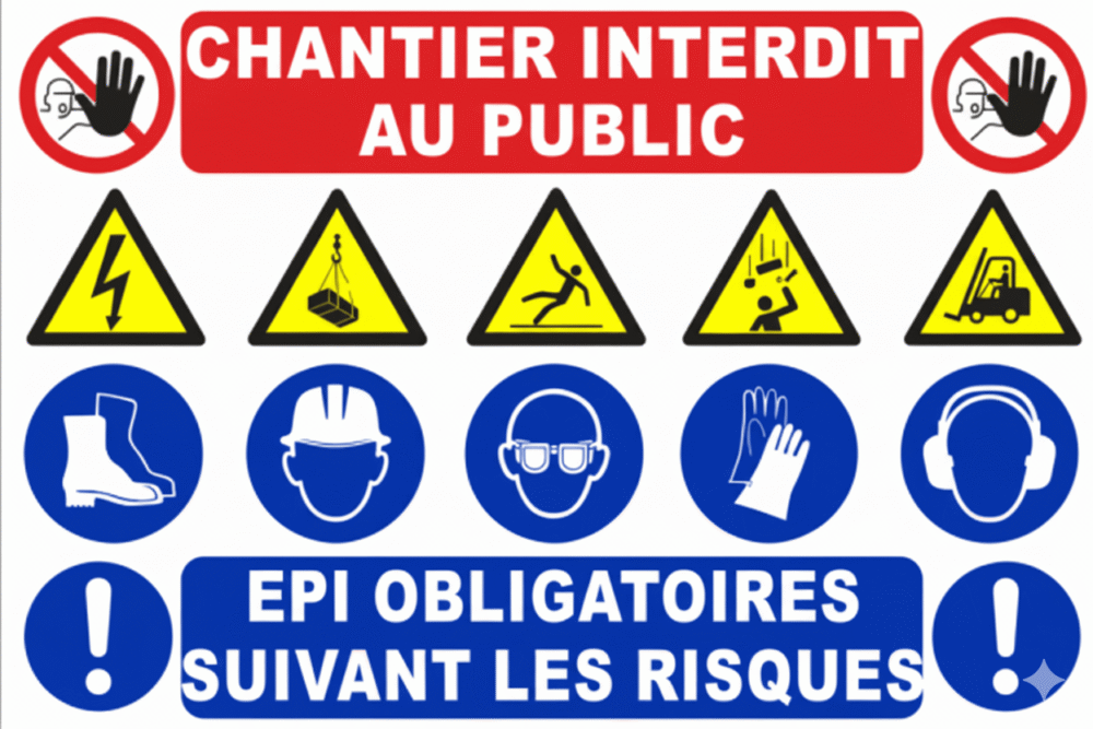 Panneaux pour la sécurité sur les chantiers