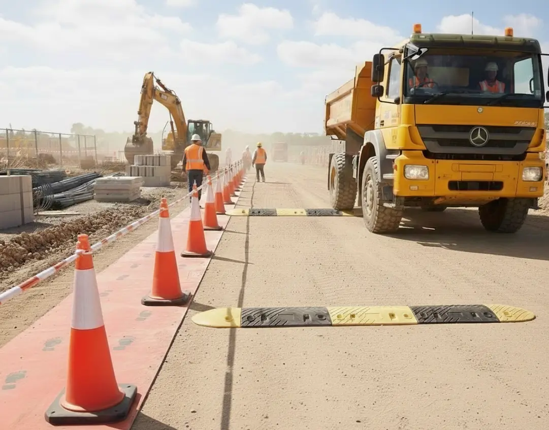 Cônes de signalisation et ralentisseur pour la gestion de la circulation