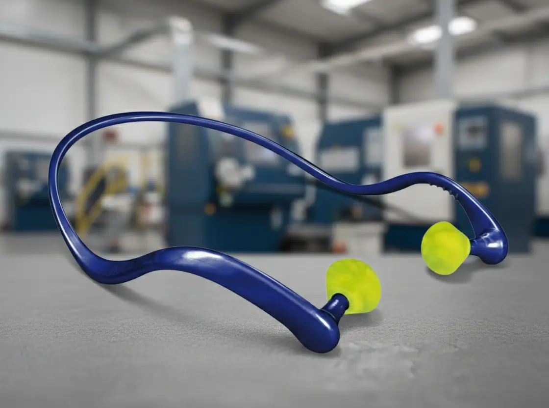 Illustration d'un arceau de protection auditive, facile à mettre et retirer.