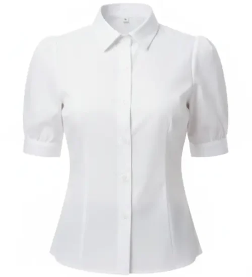 Chemisier Blanc à Manches Courtes Bouffantes grosafe tunisie