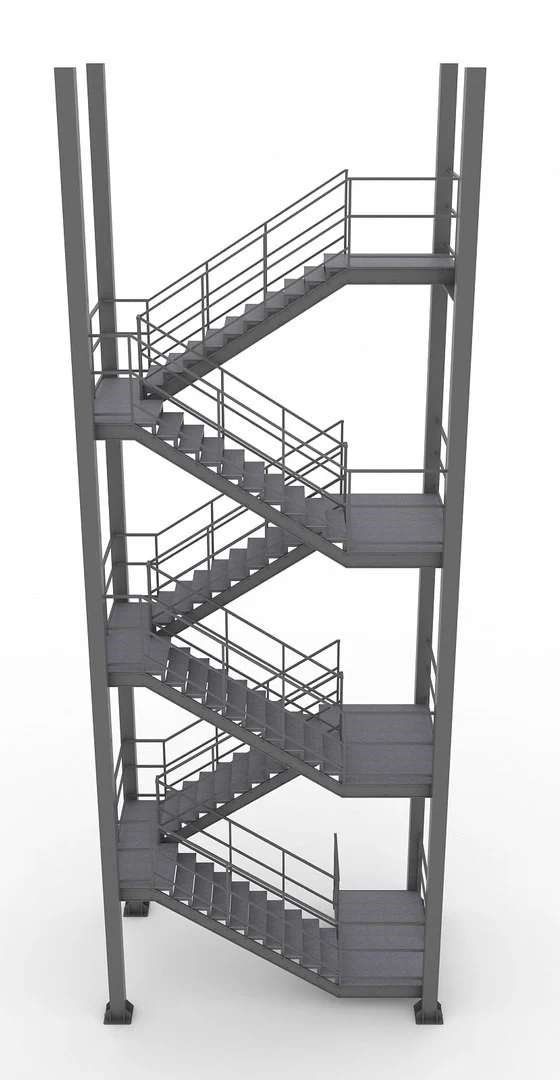 Escalier de secours rectangulaire industriel – sur mesure et sécurisé – Image 3