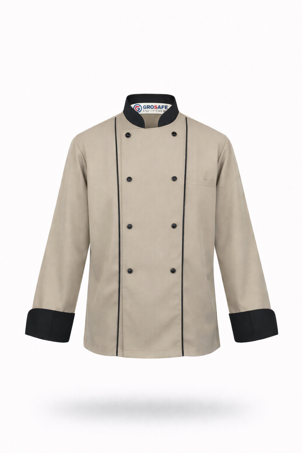 Veste de chef professionnelle beige/noire manches longues