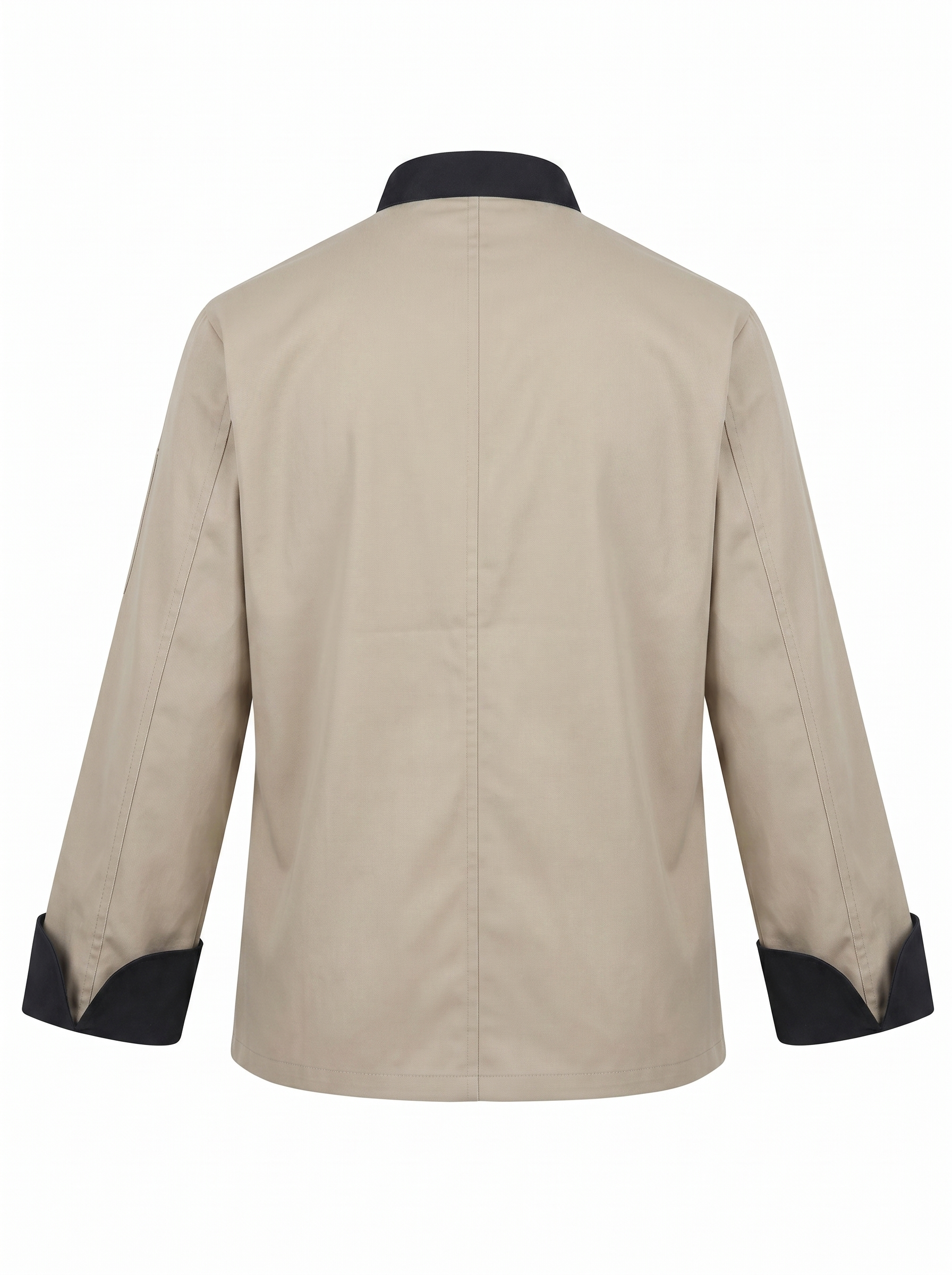 Veste de chef professionnelle beige et noire manches longues