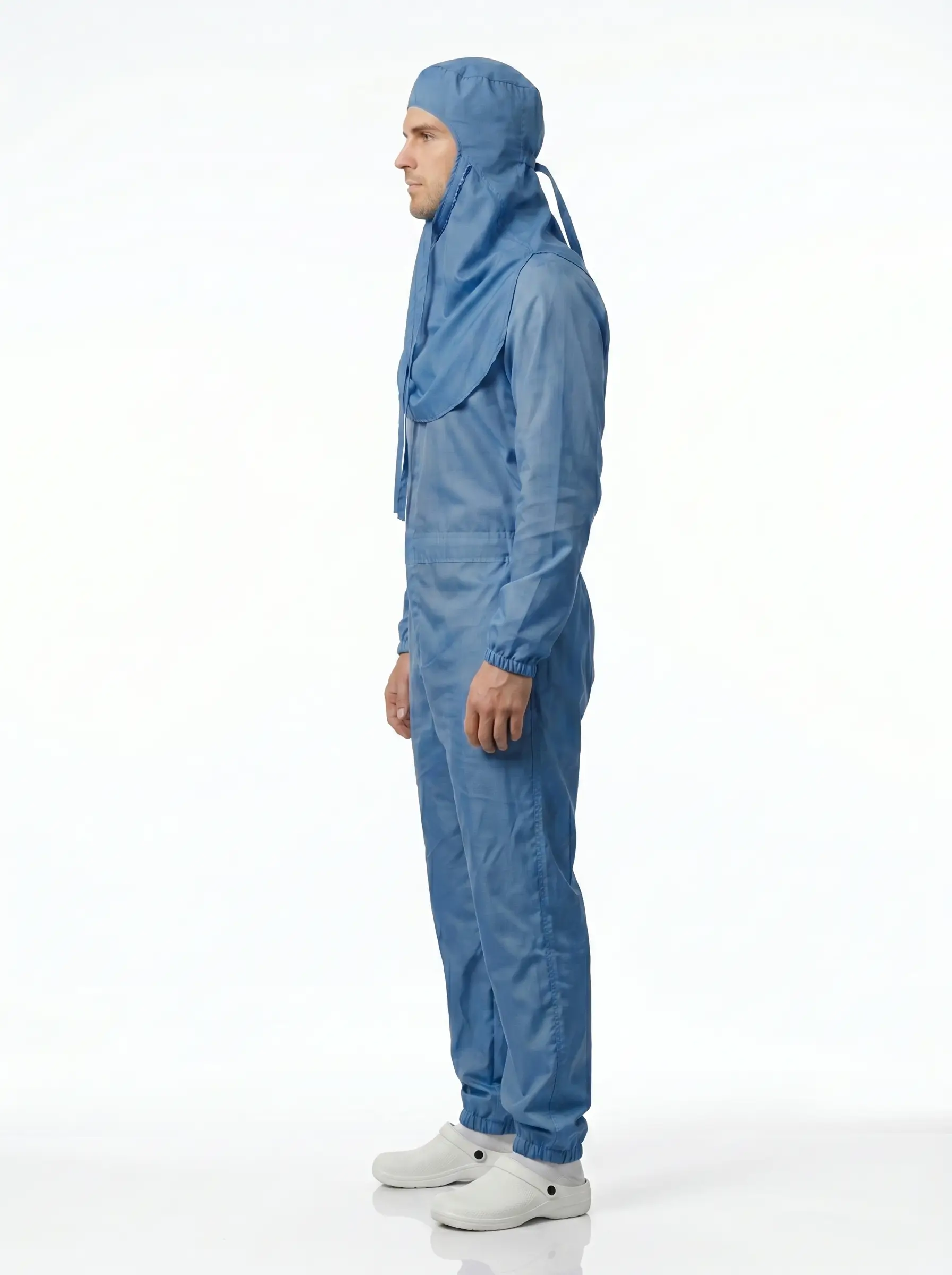 combinaison de protection intégrale bleue à capuche jetable pour milieu médical et industriel