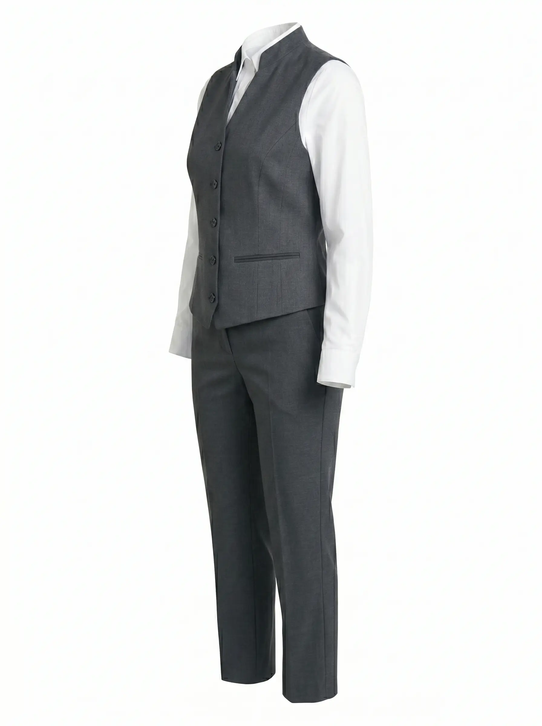uniforme de service prestige avec gilet gris anthracite et chemisier blanc