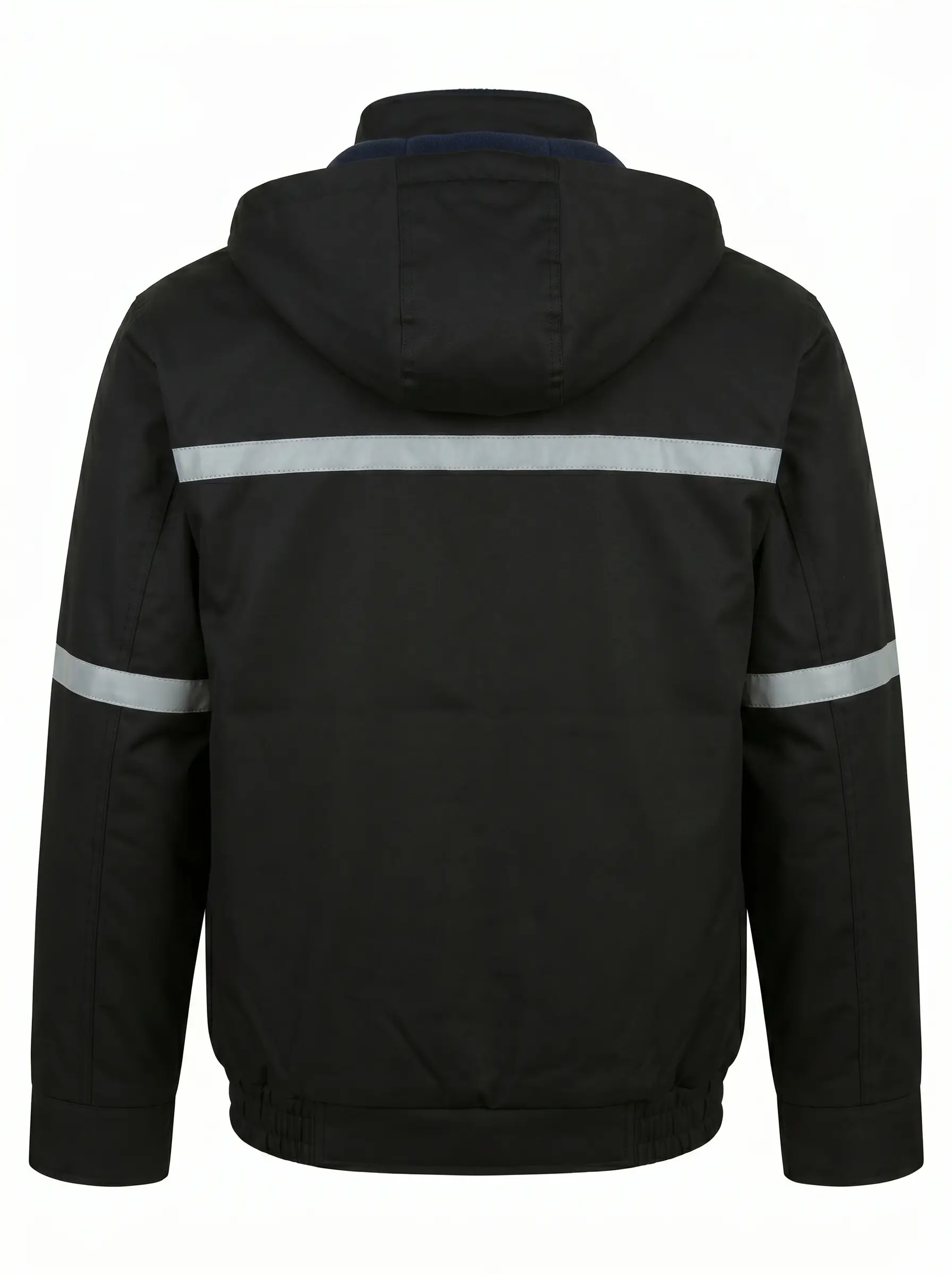 devant parka GROSAFE de travail réfléchissante avec capuche amovible noire et bleu marine pour hiver