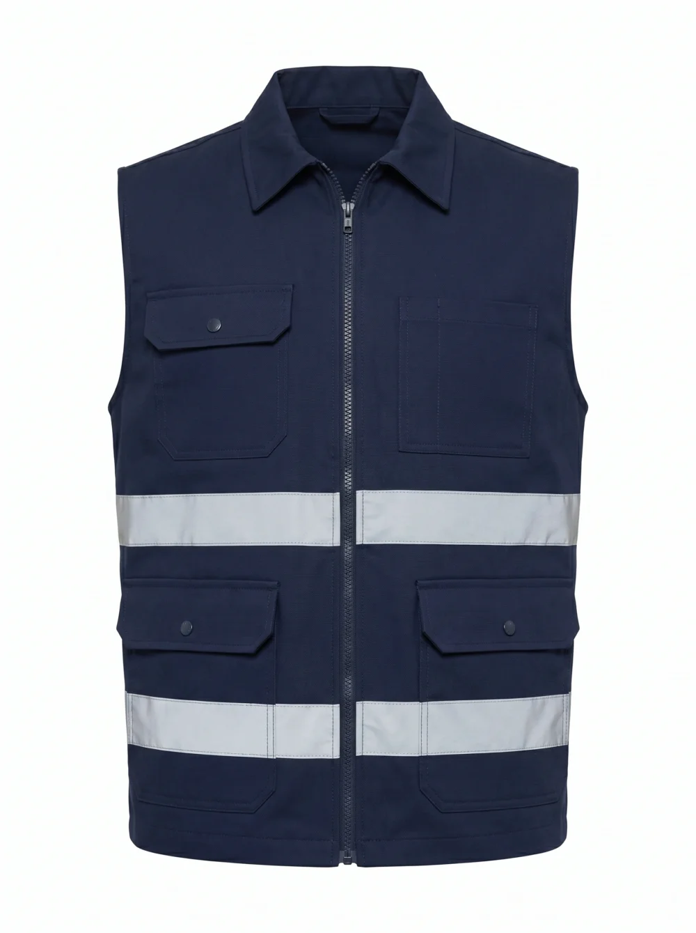 Gilet travail haute visibilité Tunisie bleu marine bandes réfléchissantes — GROSAFE