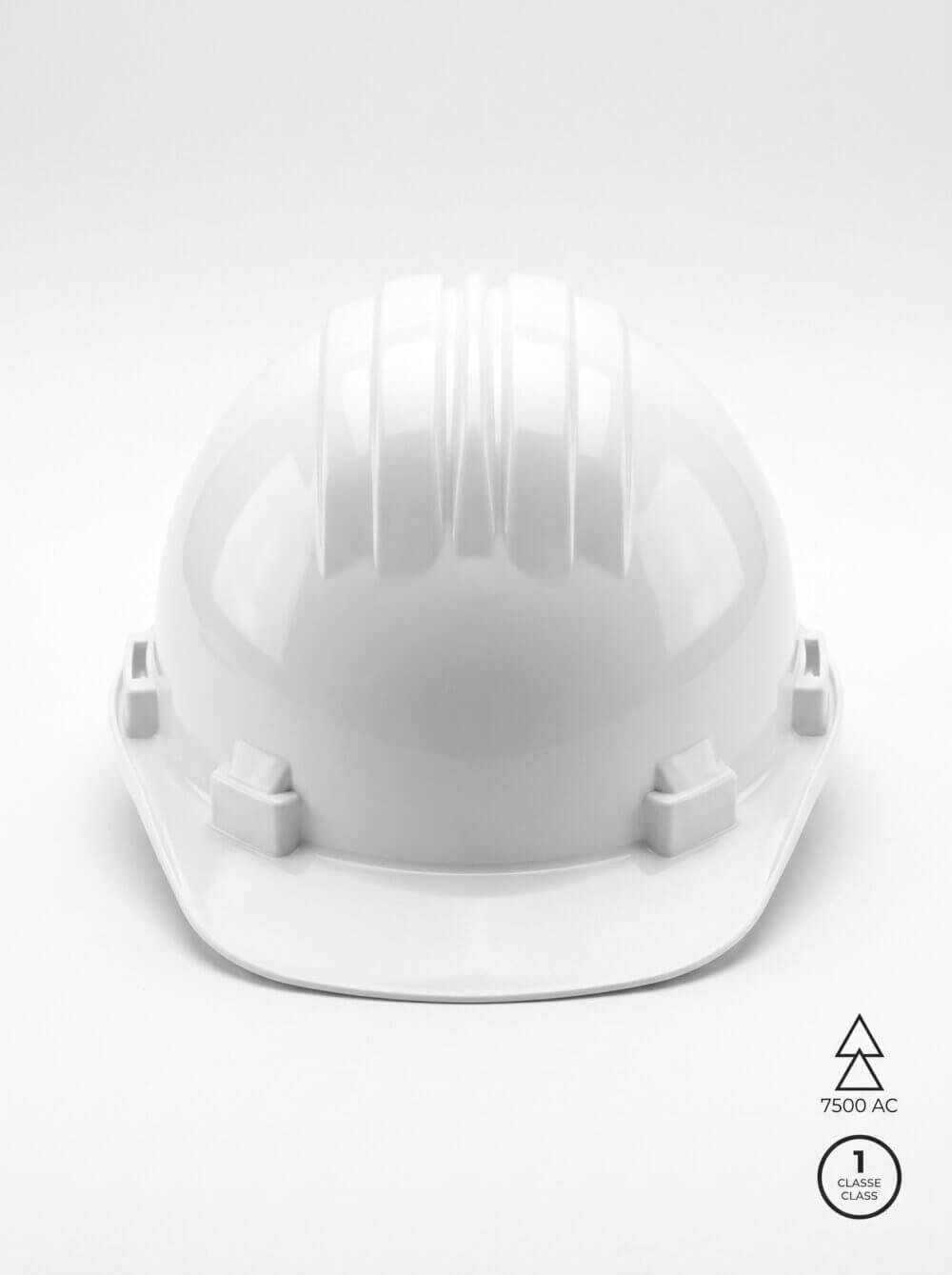 Casque de chantier CLIMAX 5-RS blanc vu de face sur fond blanc