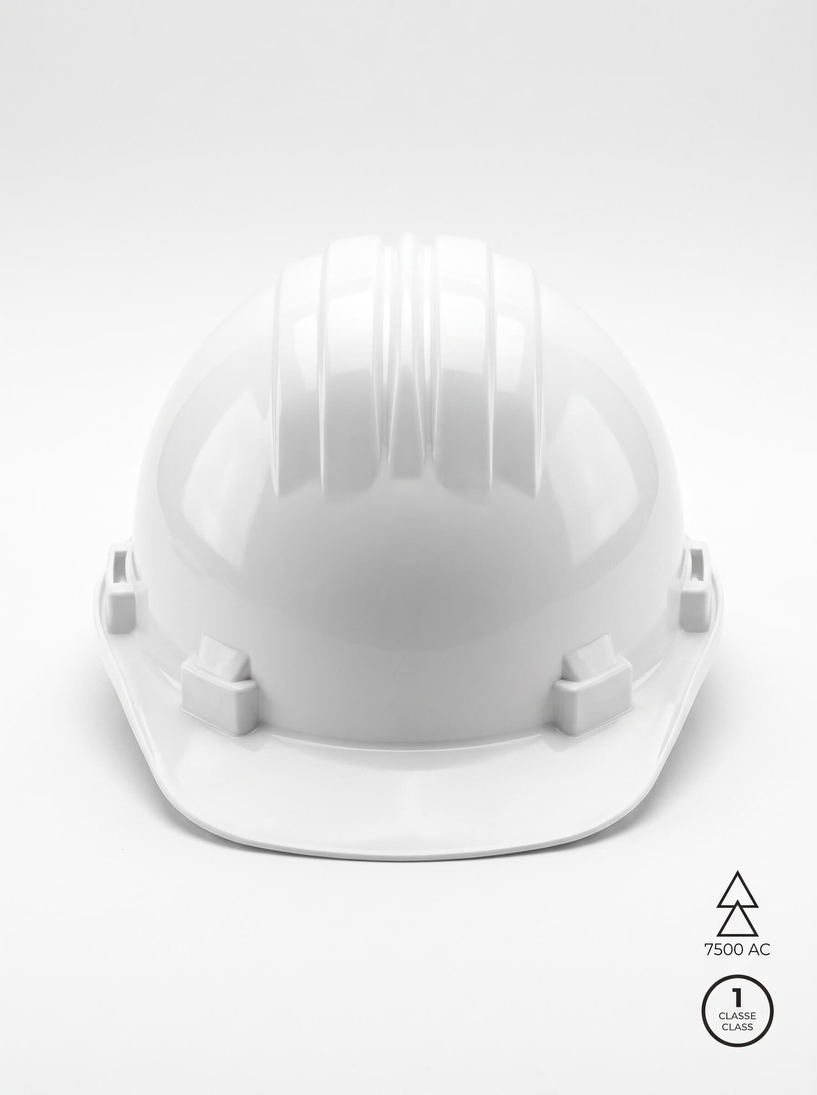 Casque de chantier CLIMAX 5-RS blanc vu de face sur fond blanc